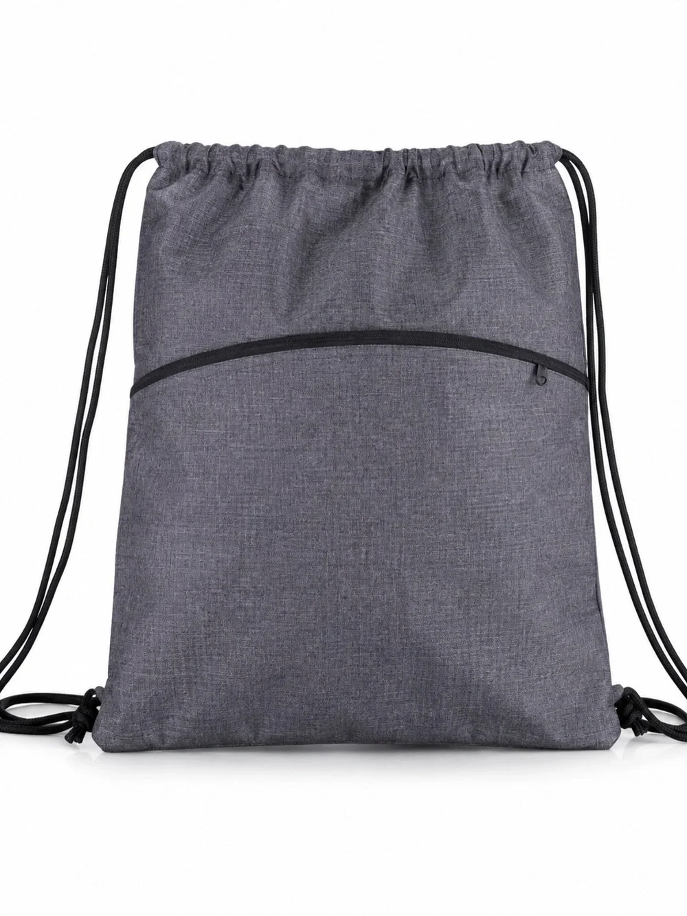 Thirty-One Gray Cinch Drawstring Backpack Front Zip Pocket Gym Lined Cooler Bag